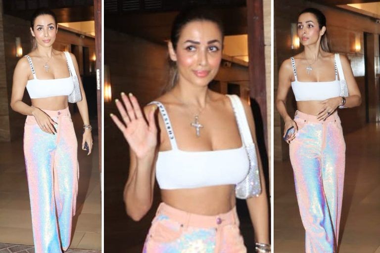 Malaika Arora Slays in Hot White Bralette And High Waisted Shimmery Pants